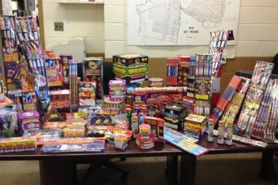 NYPD says they found these inside a Queens home: 16 boxes of “Flaming Balls,” two boxes of “Artillery Shells,” two 196-shot “Fire Candles,” nine boxes of “Battery Shots,” 11 packets of six “Roman Candles,” four packets of “Bottle Rockets,” three packets of “Firecrackers,” two “Grenade Crackers,” and other assorted fireworks.